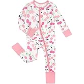 Teach Leanbh Unisex Baby Cotton Pajamas with Mittens and Feet Cuffs 2 Way Zipper Long Sleeve Romper Sleep and Play