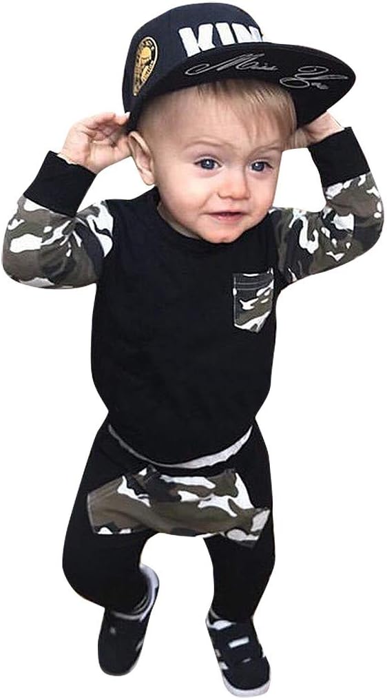 Moneycom❤ Baby Boys Camouflage Sweatshirt Tops Trousers Clothing Set Camouflage