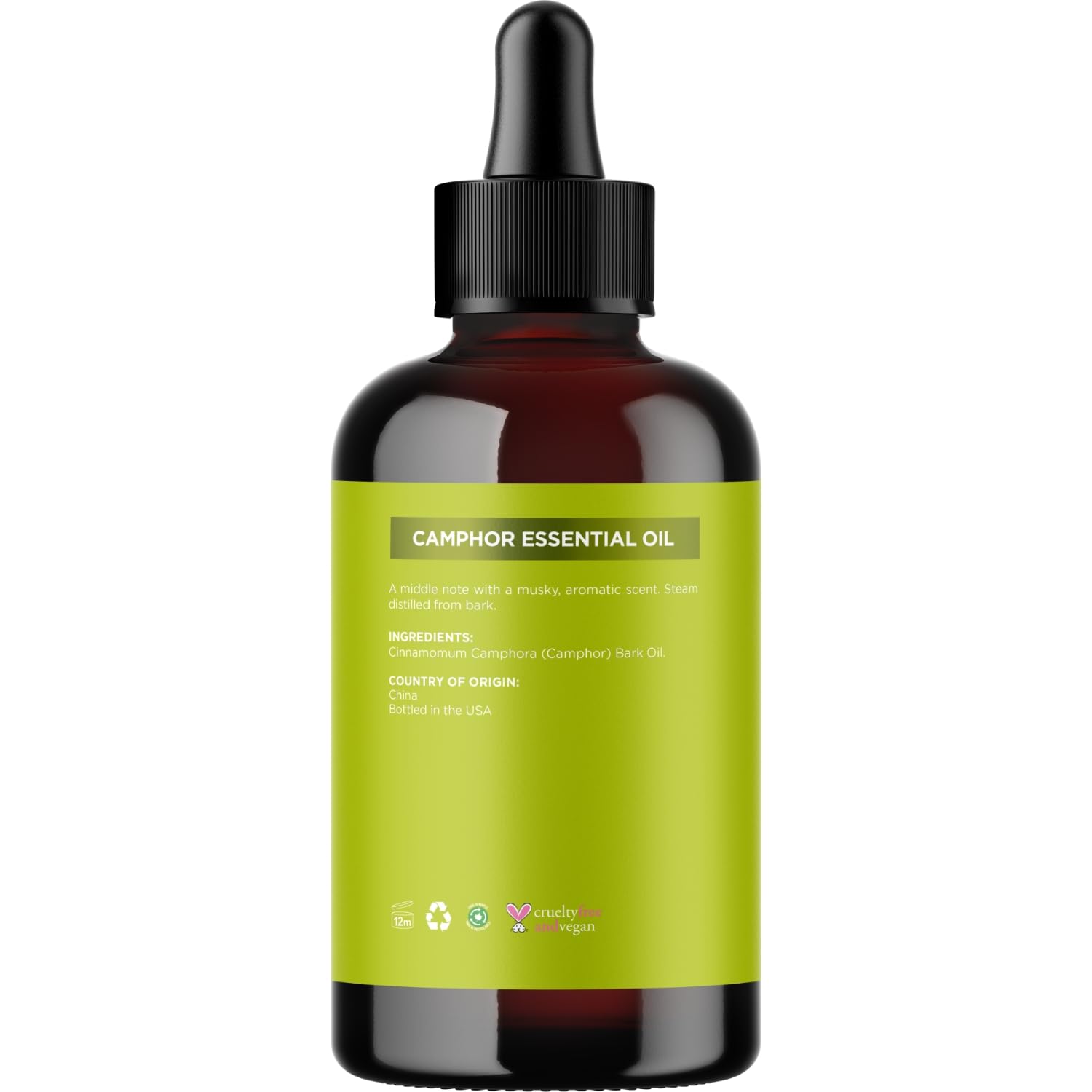 Pure Undiluted Camphor Essential Oil - 100% Pure Camphor Oil for Aromatherapy and Beauty DIYs Great for Soothing Skin and Clearing Chest - Outdoor Diffuser Oil for Patios and Porches (4 Fl Oz)