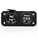 Tonsiki Waterproof Dual USB Charger Adapter (2.1A+1A) + LED Voltmeter (12V-24V)Panel for Motorcycle Car Boat Marine Carvan