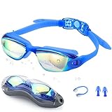 Zerhunt Swim Goggles, Swimming Goggles with Nose Clips UV Protection Anti Fog for Adult Men Women Youth Kids