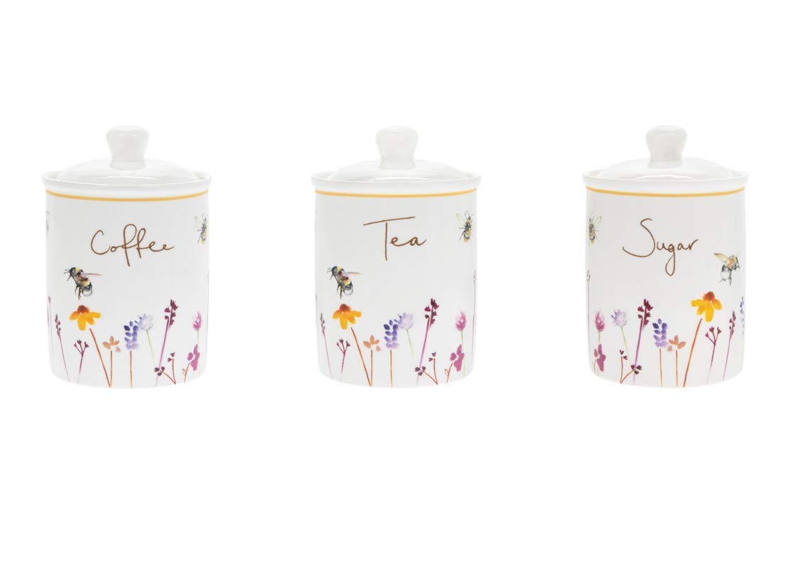 bee tea coffee sugar canisters