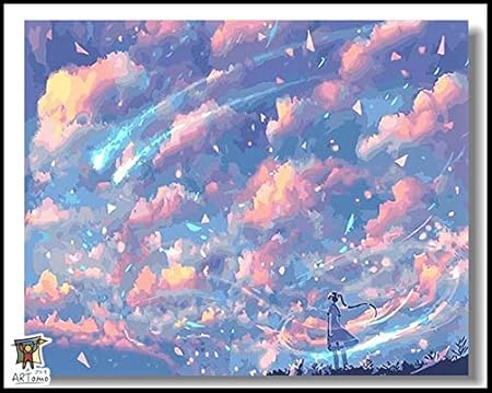 Amazon Artomo アトモ パズル油絵 フレーム付き 数字 油絵 Diy 塗り絵 本格的な油絵が誰でも簡単に楽しく描ける 40x50cm 散らかる夜空 お絵かき おもちゃ