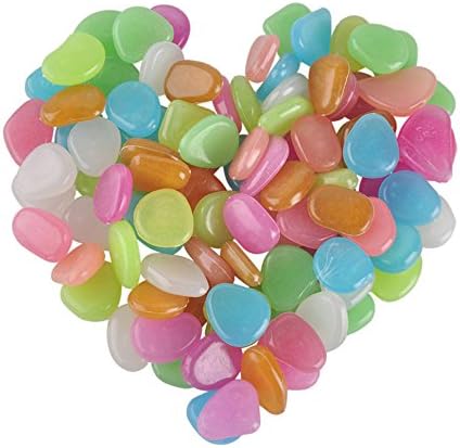 Glow in the Dark Garden Pebbles Stone Luminous Decorative Stones for Your Fantastic Garden or Yard Outdoor Fish Tank in Colorful Color 100Pcs
