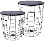 Elevon Wire Basket Base with Wood Tops Side Table