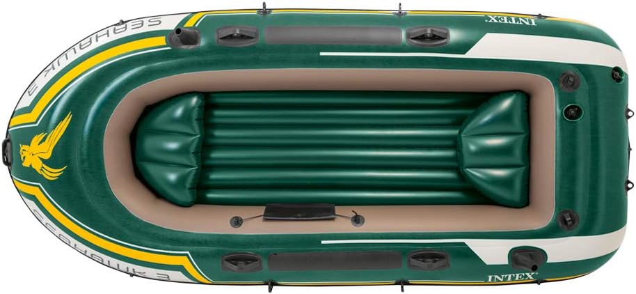 Intex Water Sports + Intex Seahawk 3 Inflatable Dinghy man Boat with Oars Air Pump, Green, 295 x 137 43 cm UK - Image 3