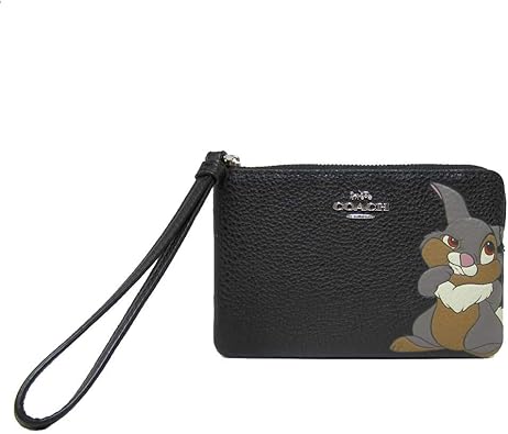 Amazon コーチ Coach コラボ限定商品 ポーチ F レザー ディズニー コラボ タンパー とんすけ バンビ コーナー ジップ リストレット ポーチ Sv Bk ブラック アウトレット 並行輸入品 ポーチ