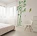 ufengke Chinese Stytle Green Bamboo and Bird Wall Decals, Living Room Bedroom TV Wall Removable Wall Stickers Murals
