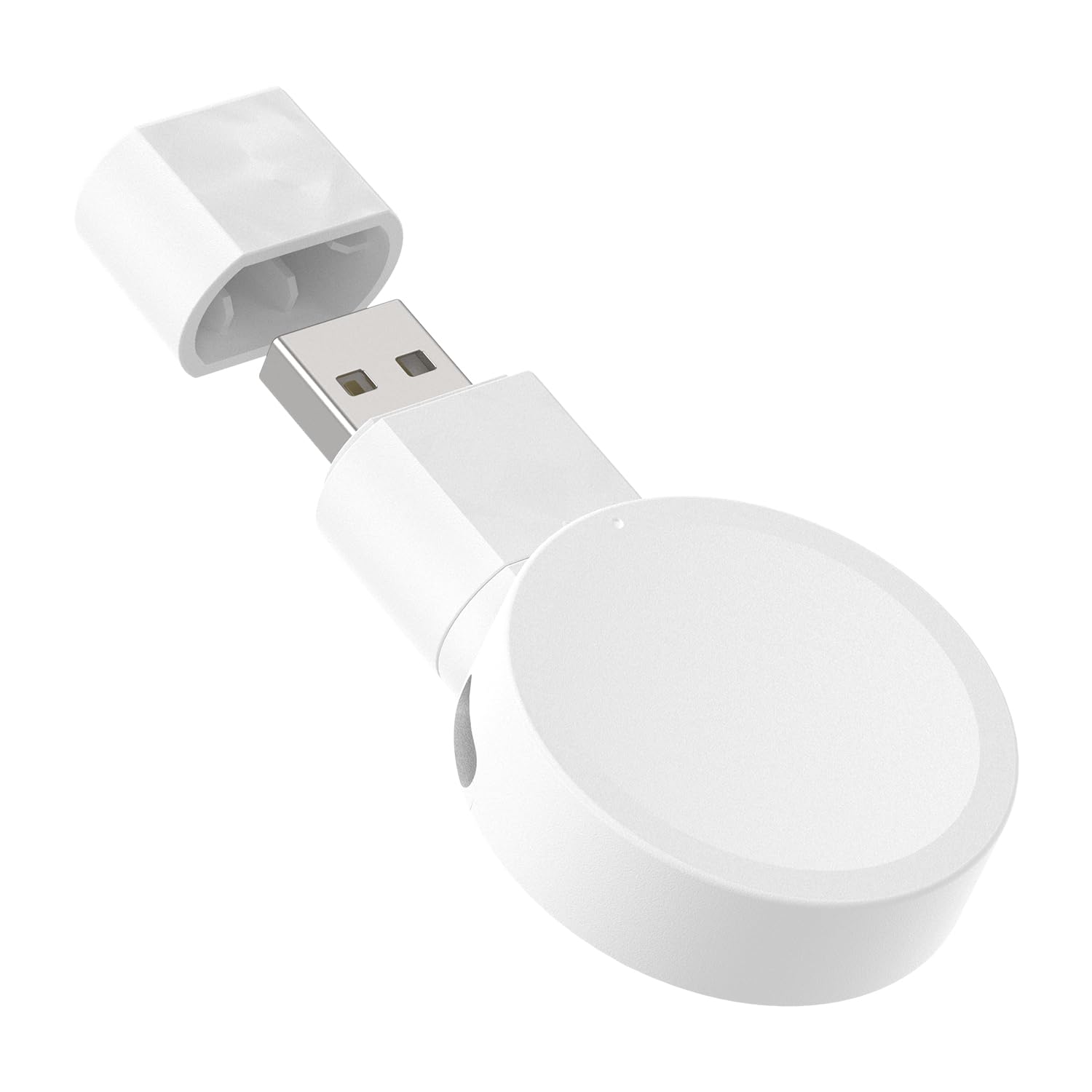 Portable Charger for Samsung Galaxy Watch6, USB & USB C Travel Charger Compatible with Galaxy Watch 6 Classic/5 Pro, Rotatable Magnetic Charging Dock for Watch 4 Classic Watch 3 & Active 2 (White)