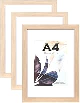 Scholar Tree Natural Wooden A4 Frame Set of 3 with Mount, Freestanding