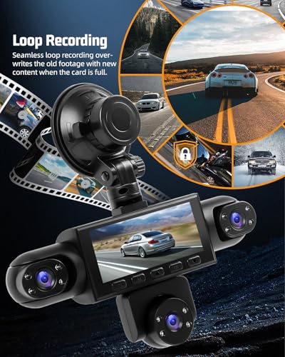 NHOPEEW 5 Canales 360° Dashcam de cámara, grabadora de conducción Delantera 1080P, grabación en Bucle, Monitor de Aparcamiento 24 Horas, detección de Movimiento, visión Nocturna