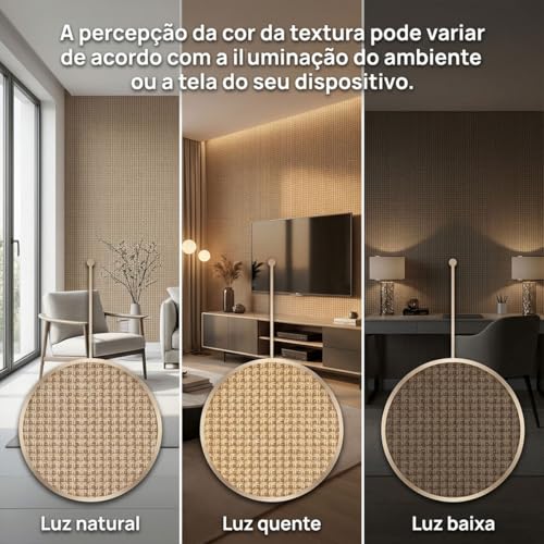 Papel De Parede Autocolante Linho Palha Texturizado Adesivo 5 Metros (Palha Trançada)