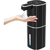 Automatic Foaming Soap Dispenser, Touchless Hand Soap Dispenser, USB Rechargeable, 4 Adjustable Levels, 14.2 oz (420 ml) Large Capacity, for Bathroom, Kitchen & School (Black, Foaming)
