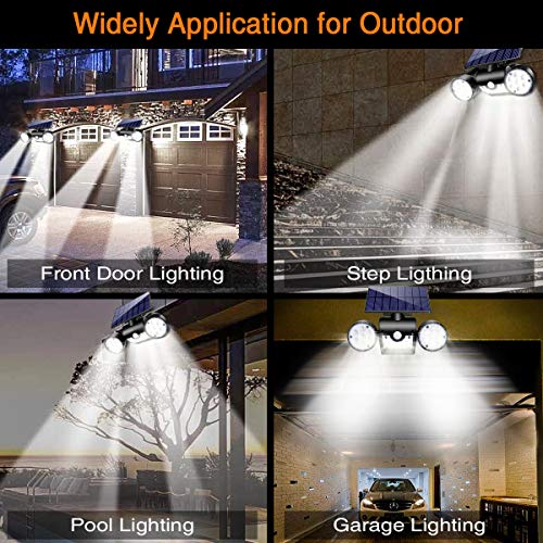 Outdoor Solar Lights, Ollivage 30 LED Solar Security Lights with Motion Sensor Dual Head Spotlights IP65 Waterproof 360° Adjustable LED Solar Motion Lights for Front Door Garage Patio Deck, 2 Pack