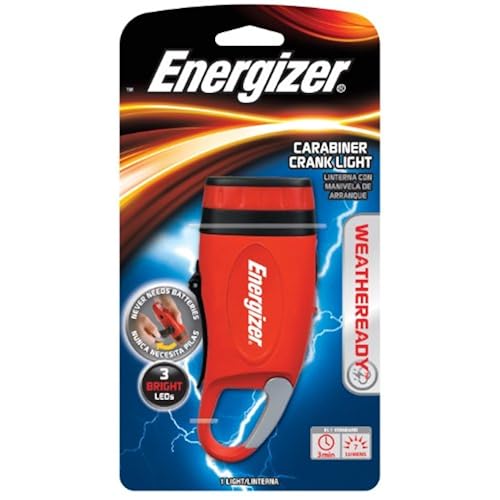 Energizer Weatheready 3-LED Carabineer Rechargeable Crank Light, Red Tools & Home Improvement, Safety & Security, Flashlights, Handheld Flashlights
