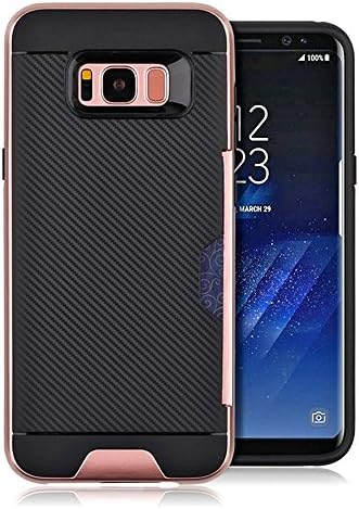 Samsung Galaxy S8(2017) Case, GADGETFARMER SecureCard Series Case for Samsung Galaxy S8, Credit Card Holder Hybrid Phone Cover (Rose Gold 1)