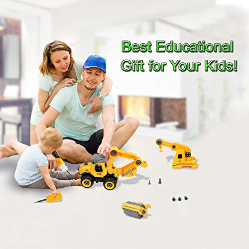 Take Apart Toys Remote Truck - TFS Assembly Toy Bulldozer Constructions Building Vehicles Play Set with Electric RC Screwdriver, Ideal Educational STEM Toy Toddlers Boys Girls Aged 3, 4, 5, 6