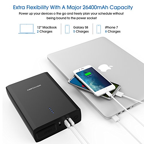 DBPOWER-26400mAh-Laptop-Power-Bank-AC-Outlet-Portable-Power-Bank-Travel-Charger-80W-output-with-two-USB-Ports-Universal-Battery-Pack-for-Macbook-Laptops-Smartphones