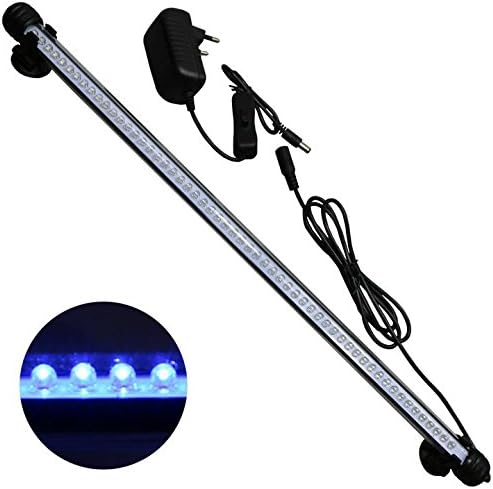 Mingdak Kit éclairage LED pour aquarium, lampe tube barre en cristal étanche adapté pour l’aquarium d’eau de mer et d’eau douce, 57 LEDs, 18,5 pouces, éclairage bleu