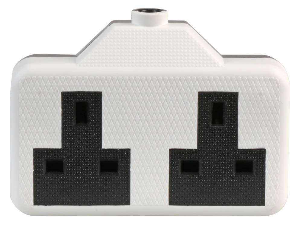 PRO ELEC 2 Gang Rubber Trailing Socket – 250V, 13A, High-Impact White, UK Standard (PELB1582)