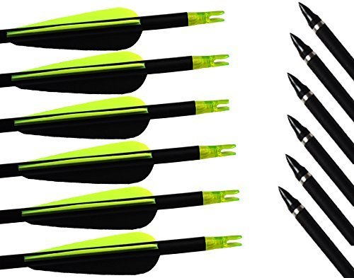 ARCHERY SHARLY 31" Carbon Hunting Arrows Targeting Practice Arrows,3" Plastic Vanes Screw-in Replacement Tips for Recurve & Traditional Bow & Longbow (12 Pack) - Thumbnail 3
