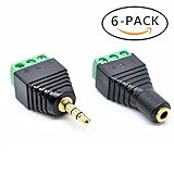 Oiyagai 6pcs 3.5mm (1/8") Stereo TRS Male/Female