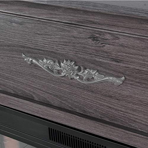 DELLA 1400-Watt Electric Fireplace in Grey with Built-in Bookshelves and an Enhanced Log Display