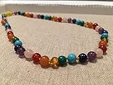 Baltic Amber Teen Adult 15 inch Necklace Rainbow Honey Amber Pink Rose Quartz Red Agate Aventurine Cyrsocolla