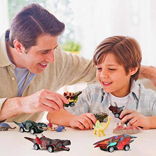 image for KONGKISS Dinosaur Toy Pull Back Cars - Dinosaur Toys Cars Vehicles New
