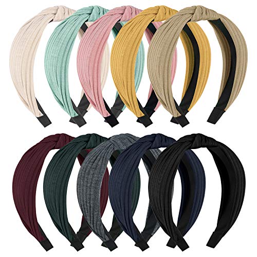 JOYPEA 10 Knotted Headbands For Women Girl 10 Colors Soft Knitted Headbands For Women's Hair Turban Headbands For Women - Thumbnail 7