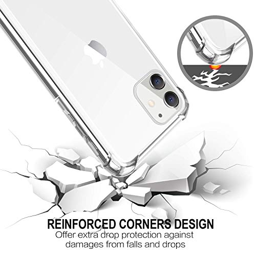 Egotude Shock Proof Hard Back Crystal Clear Hybrid Soft Bumper Anti Scratch Cover Case for iPhone 11 (Transparent)