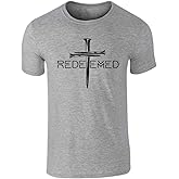 Pop Threads Redeemed Cross Nails Christian Ephesians Graphic Tee T-Shirt for Men