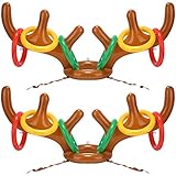 Uniqhia Two-Player Inflatable Reindeer Antler Ring Toss Game for Xmas Party(2 Antlers 12 Rings)