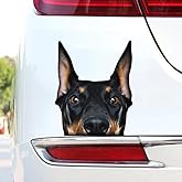 2pcs Doberman Pinscher Dog Vinyl Car Decal 4.92"x5.91", Alert Guardian Dog Sticker for Car, Truck, Window, Laptop, Home Security Gift | #V1363
