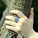 MOJO JEWELRY Gothic Flower Pattern Antique Sterling Silver Plating Oval Stone Color Change Mood Ring MJ-RS008