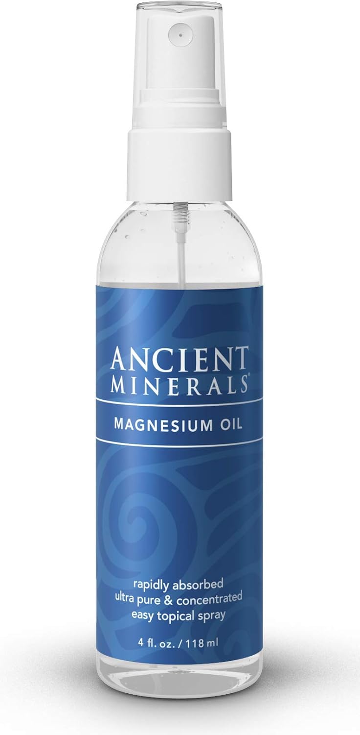 Ancient Minerals Magnesium Oil Spray Bottle of Pure Genuine Zechstein Magnesium Chloride - Topical Magnesium Supplement for Skin Application and Dermal Absorption (4oz): Health & Personal Care