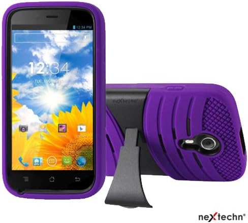 Nextechn® Purple Silicon Case With Protector Cover Hybrid New Horizontal Kickstand Case-Retail Packaging + Extra one Clip Universal Stylus Touch Pen &amp; one Strap plug Universal metal stylus for BLU Studio 5.0 D530