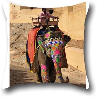 Eligible Zz Art Elephant Indian Invisible Zipper Closure Pillow Case Zippered Case 16*16