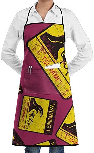 Wave Sunami Storm Funny Women's Funny Kitchen Apron Front Pocket Adult Apron