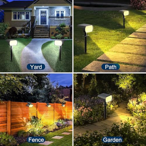 Solar Spot Lights Outdoor Waterproof, 3 Modes Landscape Spotlights, Dusk to Dawn Solar Powered Flood Wall Lights for Outside, Solar Garden Lights for Yard Porch