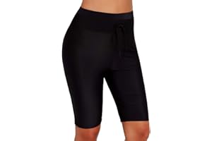 Bsubseach Womens Sport Long Boardshorts Skinny Swim Rash Guard Bottom Shorts S-3XL