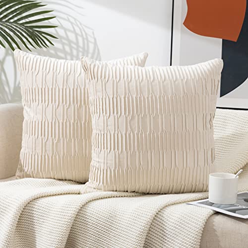 ETASOP Throw Pillow Cases, Set of Striped Cushion Cases Velvet
