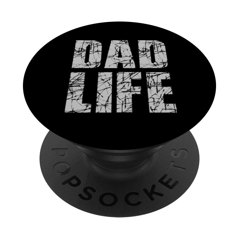 Dad Life - Gray Scratched Distressed Letters PopSockets Swappable PopGrip