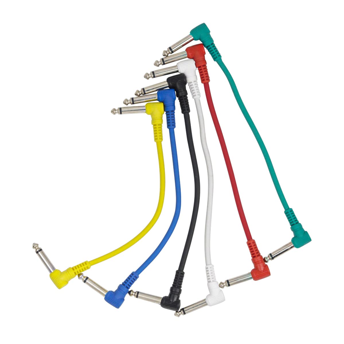 Alnicov 6PCS 6 Inch Guitar Cables Guitar Pedal Cable Effect Cable Cord Noiseless 1/4 Inch Right Angle Guitar Cable（Colored ）