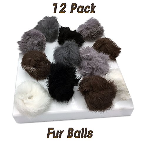12 2.5 Inch Real Fur Pom Poms