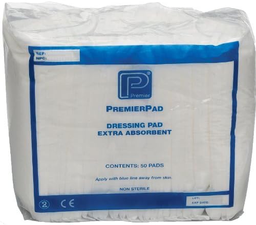 Premier Pad Dressings, Non-Sterile, 20 x 20cm, 25 pads, White, 25 Count (Pack of 1)