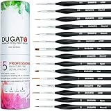 Detail Paint Brush Set, 15pcs Fine Miniature Paint Brushes Kit with Ergonomic Triangular Handle, Holder and Travel Bag, Perfect for Acrylic, Oil, Watercolor, Art, Scale, Model, Face, Paint by Numbers