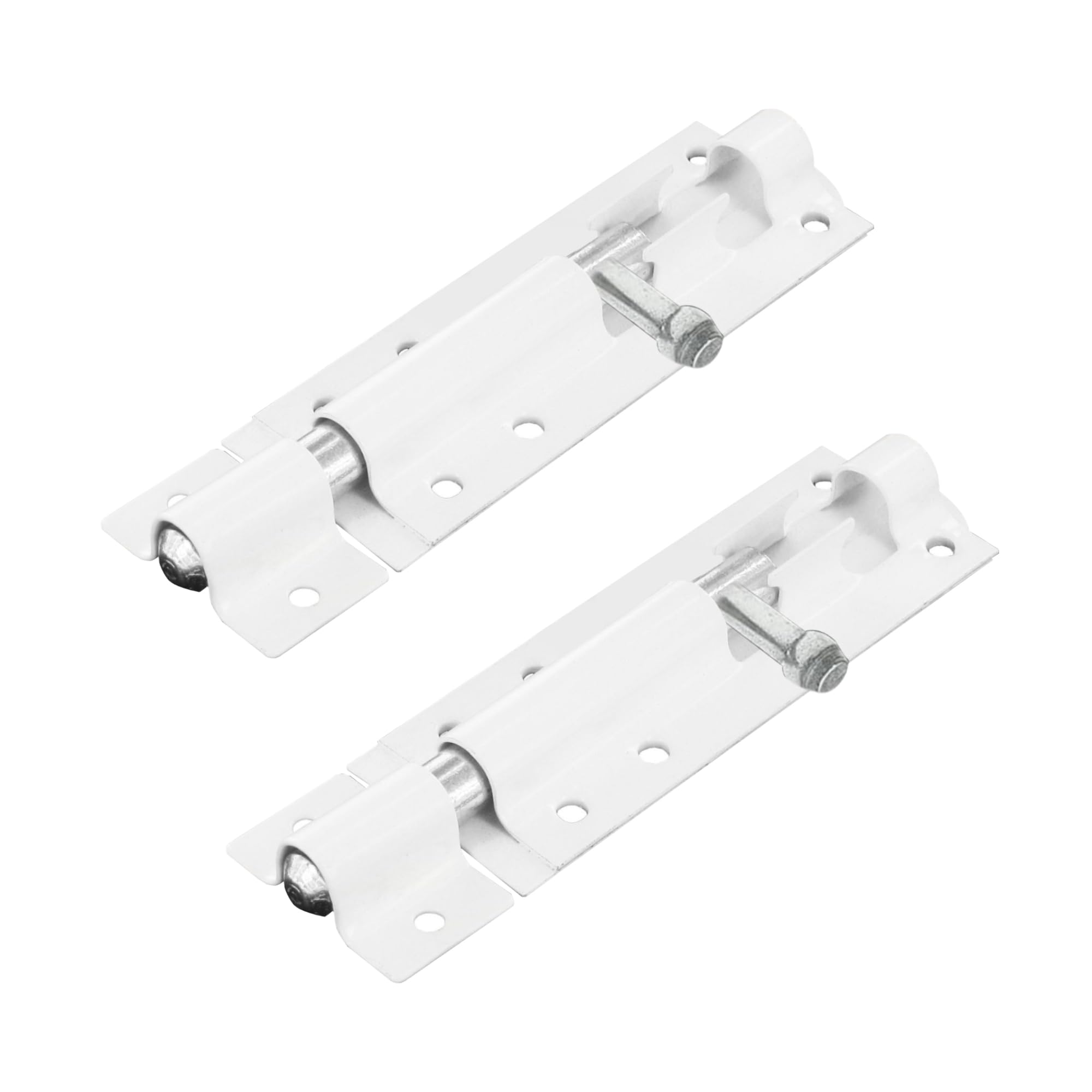 Primes DIY 4 PCS Heavy Duty Tower Bolt with Screws White (6"), Door Lock Bolt, Strong Black Coated Door Barrel Bolt, Durable Slide Bolt for Increasing Security on Garden Gates & Shed Doors Pack of 2