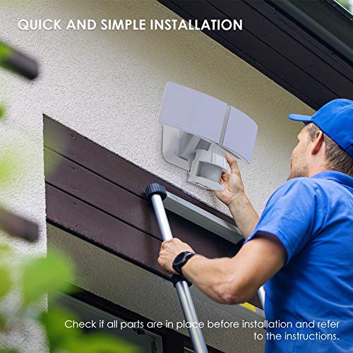 Motion Sensor Light, Security Light Outdoor Flood Light 2 Head Night Floodlight Waterproof IP65 Outside Wall for Porch, Garage, Yard, Pathway, Patio, Driveway, 3000 Lumen, 6000K - Thumbnail 5