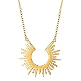 Sun and Moon Necklace | Sunburst Necklace 18K Gold Plated Sunburst Inspired Pendant Necklace Chic & Timeless